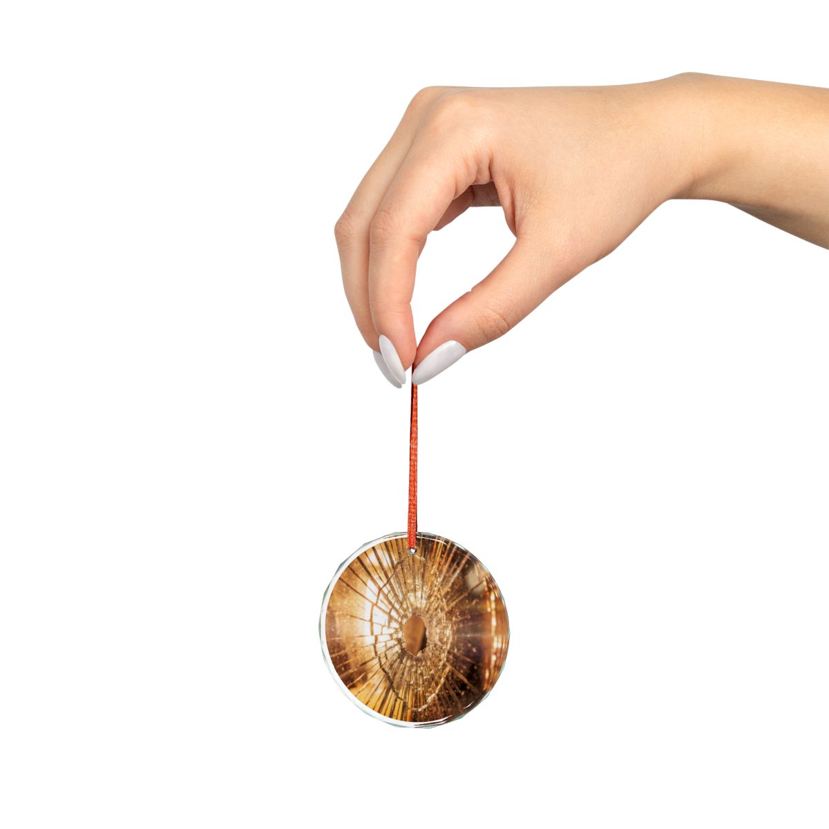 Crystal Glass Ornament - Golden Fracture Broken Glass Art |...