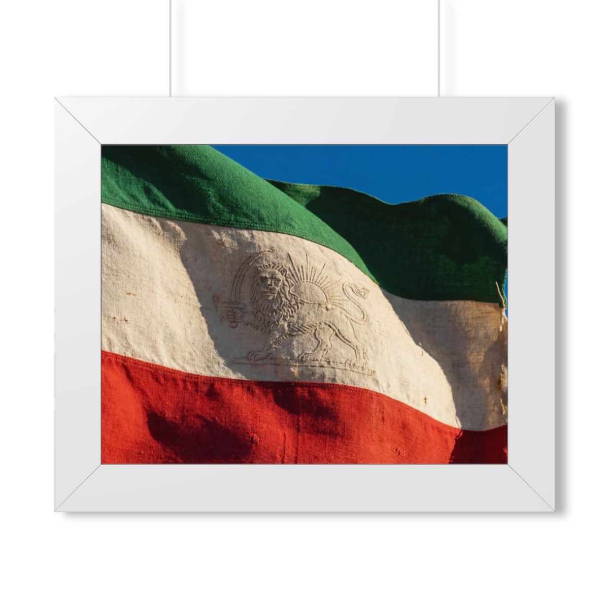 Framed Horizontal Poster - Vintage Persian Lion and Sun Flag...