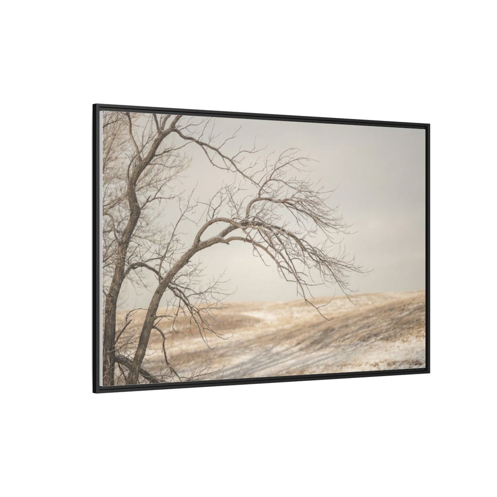 Framed Canvas Art - Minimalist Winter — Black / 1.25"