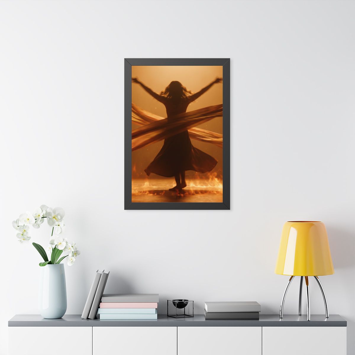 Framed Vertical Poster - Fire Dance Ascent — Black (11×14......
