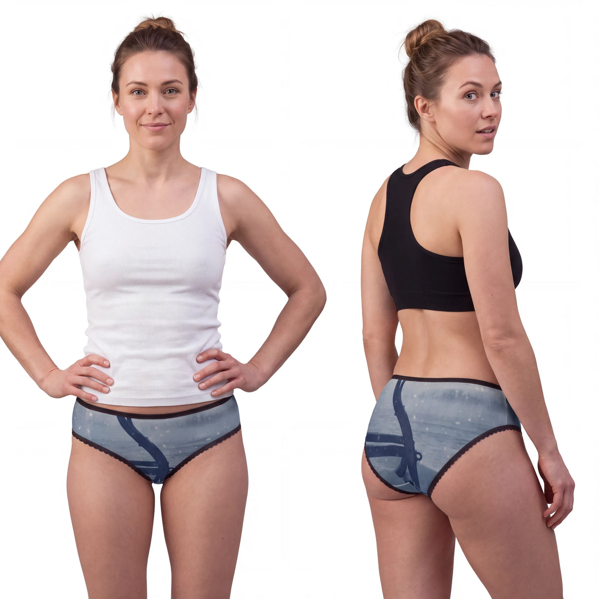 Women's Briefs Winter Sled Cyanotype Art