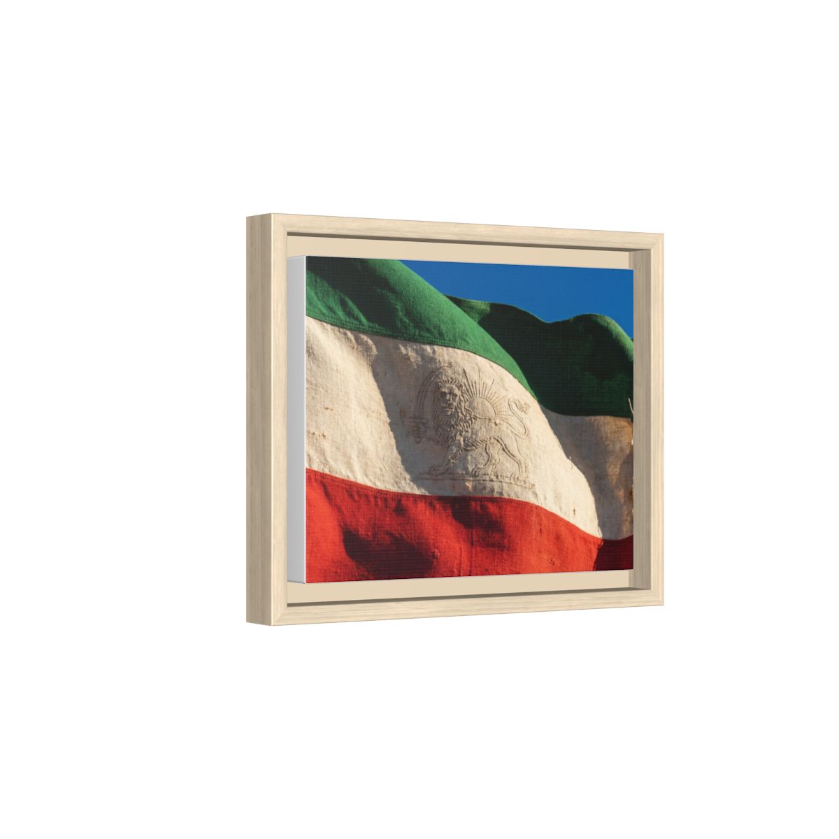 Framed Canvas Art - Distressed Flag — Natural / 1.25"