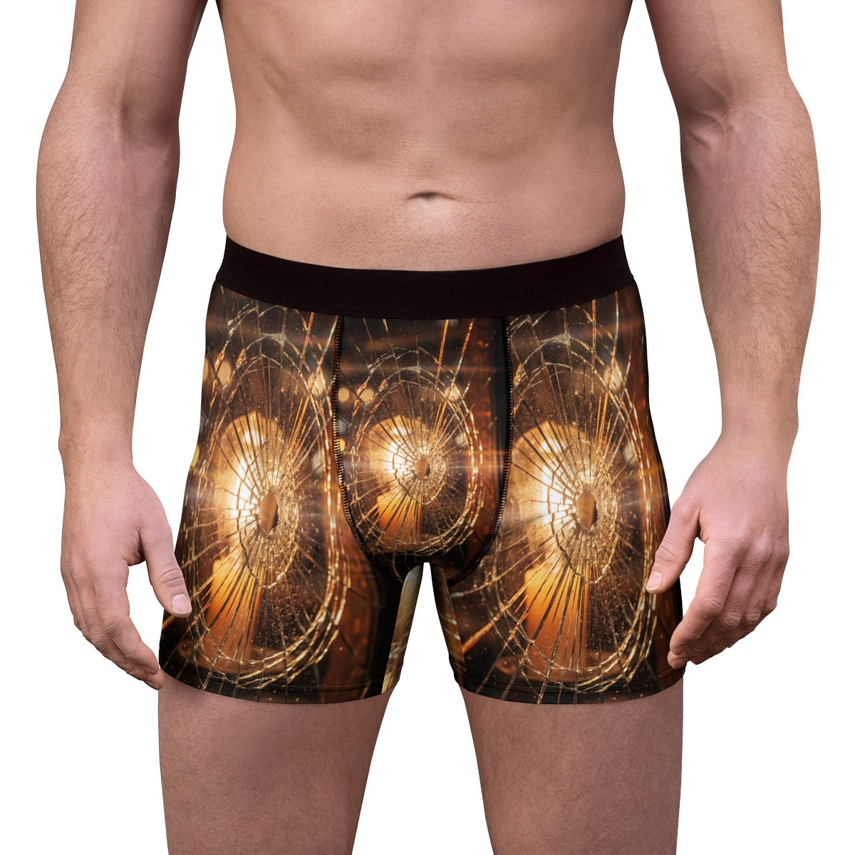 Men's Boxer Briefs - Shattered Amber Glow Aesthetic Art |...