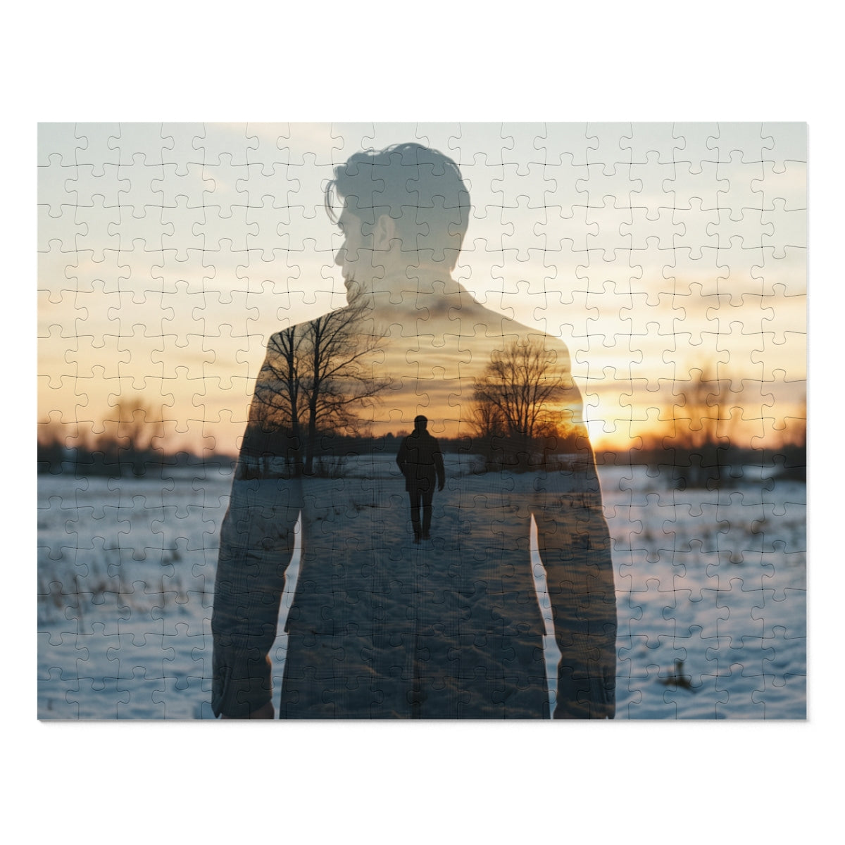 Jigsaw Puzzle with Tin - Silent Horizon Double Exposure Art...