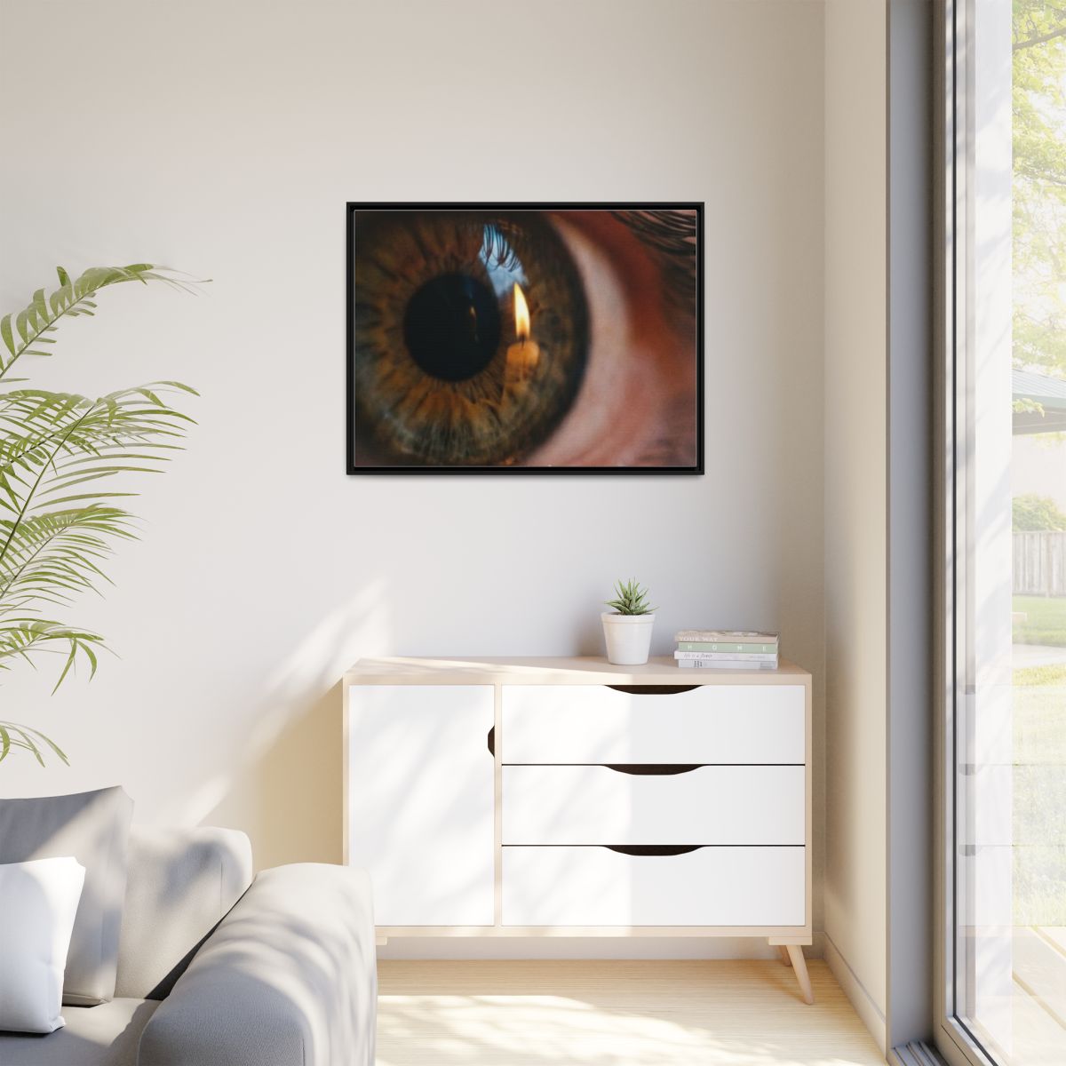 Matte Canvas, Framed - Amber Iris Reflection Fine Art Print...