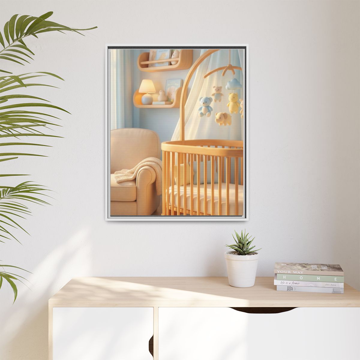 Matte Canvas, Framed - Dreamy Serene Nursery Art — White /...