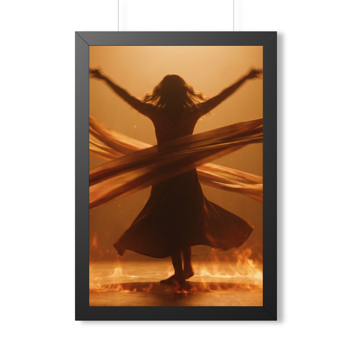 Framed Vertical Poster - Fire Dance Ascent — Black (11×14......