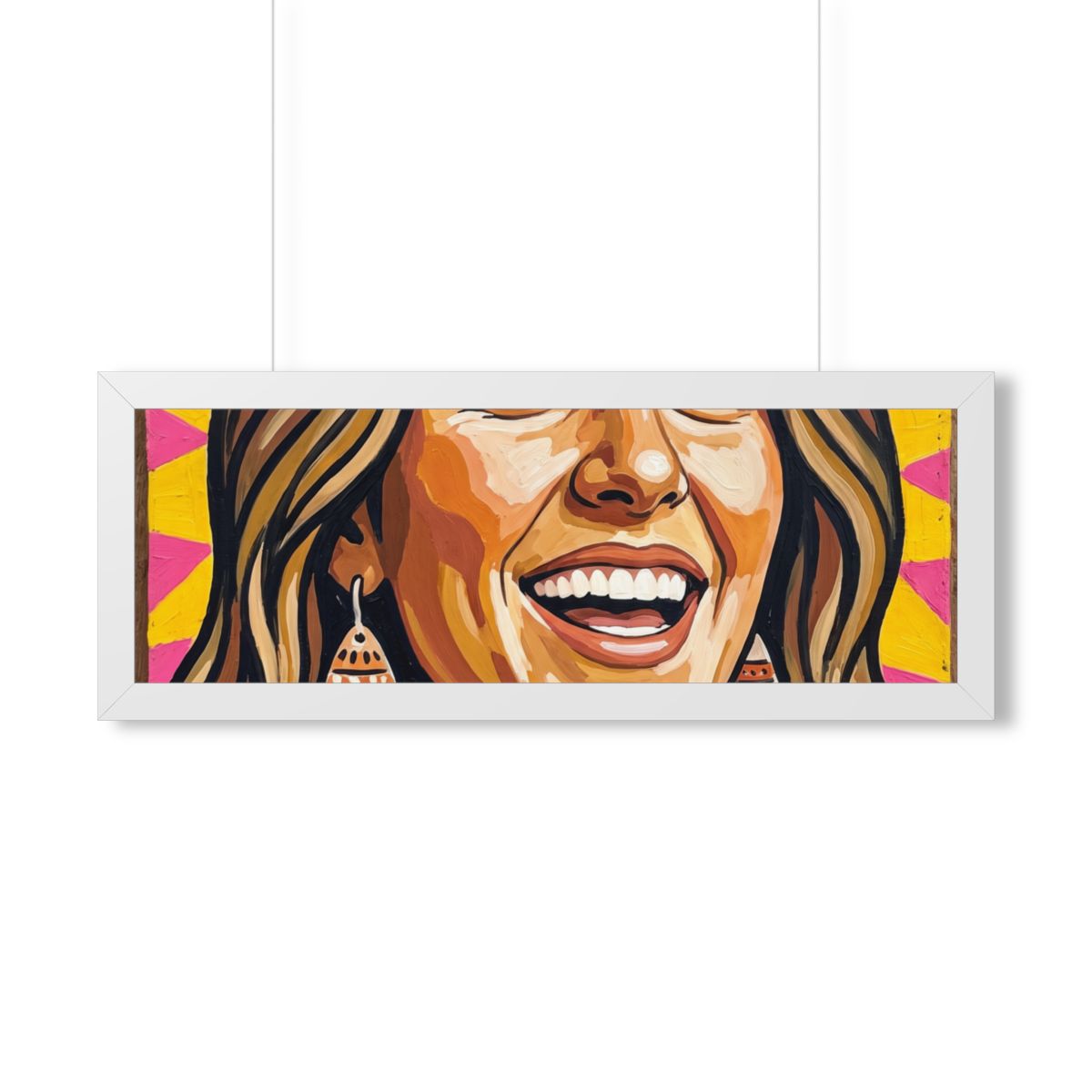 Framed Horizontal Poster - Radiant Joy Boho Pop Art Portrait...