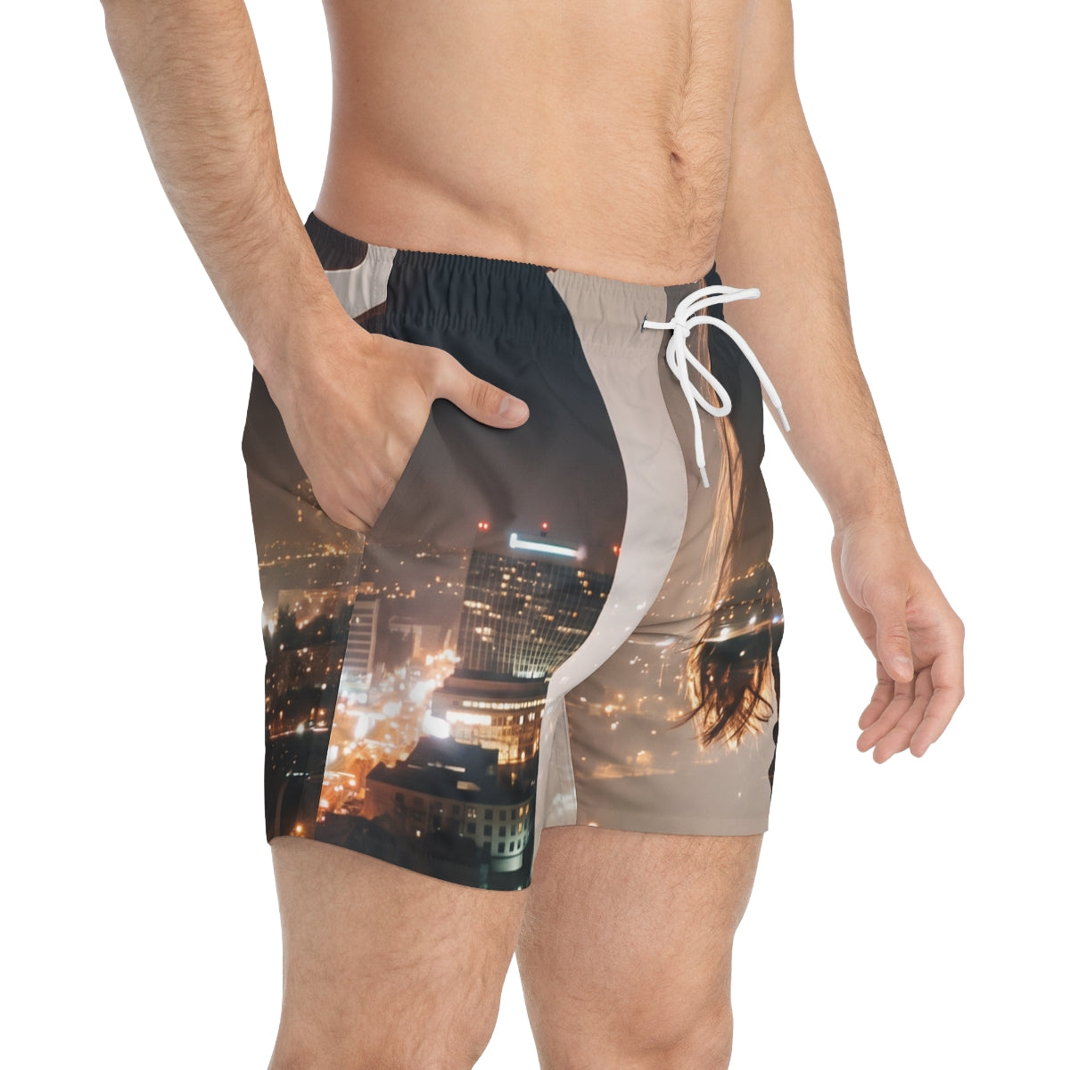 Swim Trunks - Midnight City Skyline | Echovira Gallery