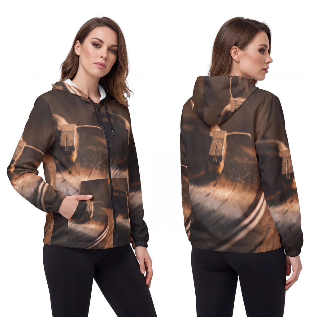 Vintage Turntable Vinyl Unisex Windbreaker Jacket