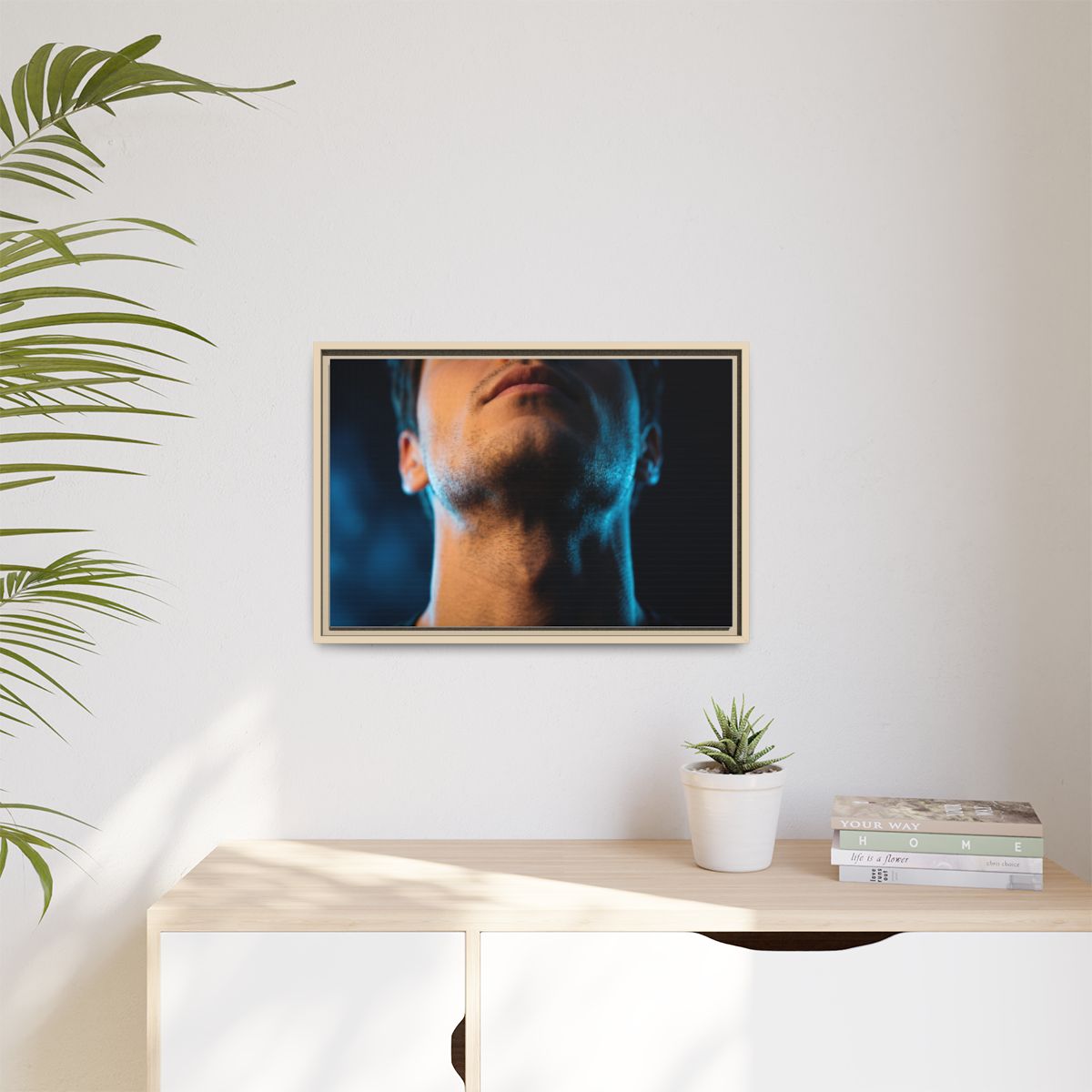 Matte Canvas, Framed - Neon Shadows Cinematic Portrait Art...