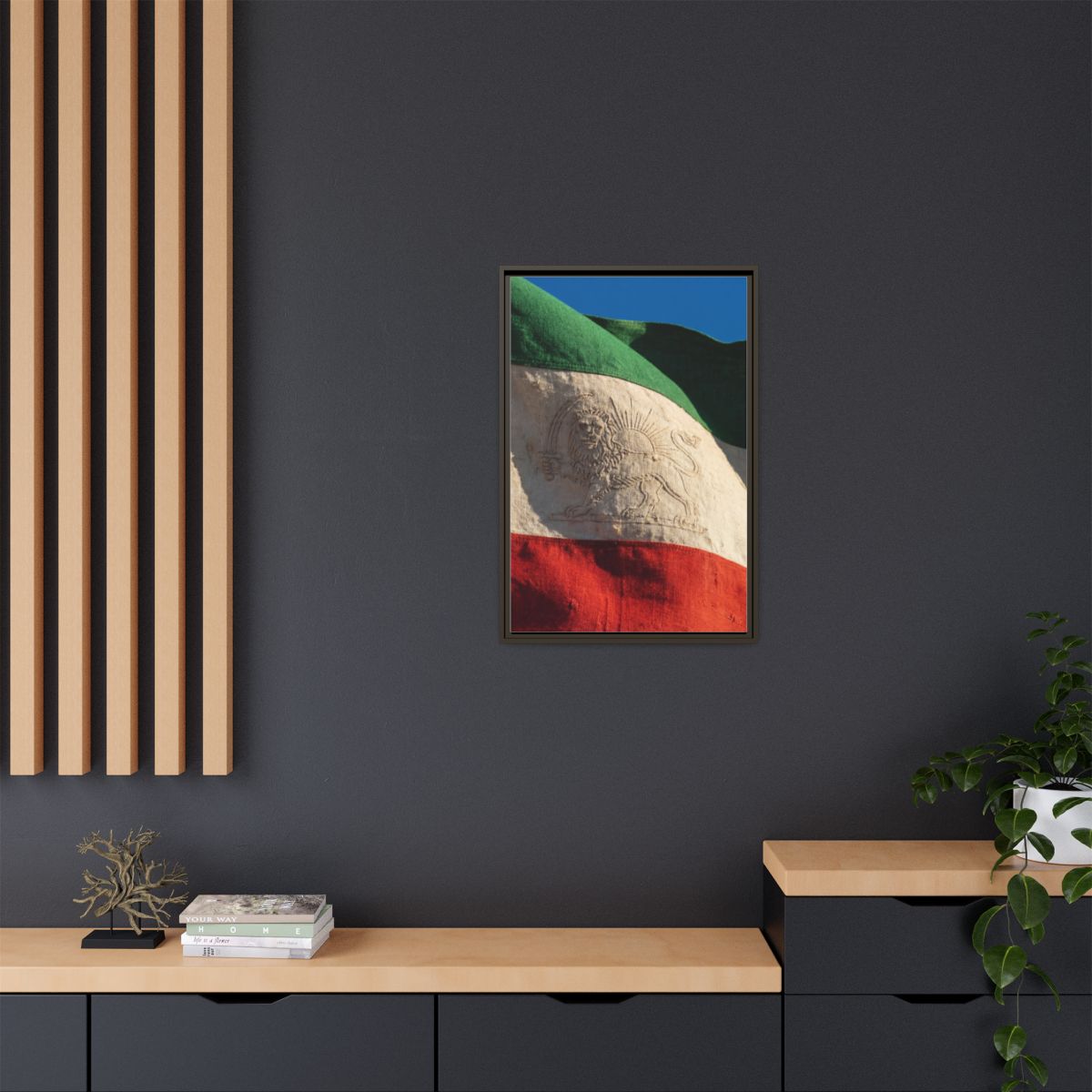 Framed Canvas Art - Distressed Flag — Espresso / 1.25"