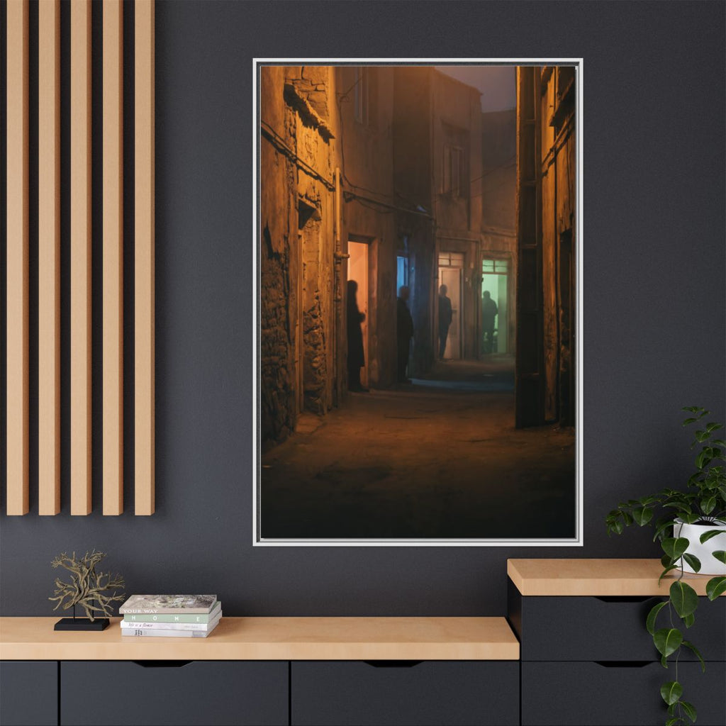 Matte Canvas, Framed - Shadowed Alleyway Mystery Art Print...
