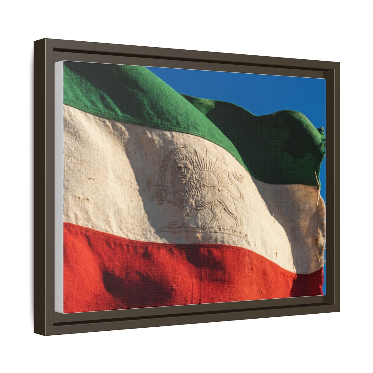 Gerahmte Leinwandkunst – Distressed Flag – Espresso / 3,18 cm