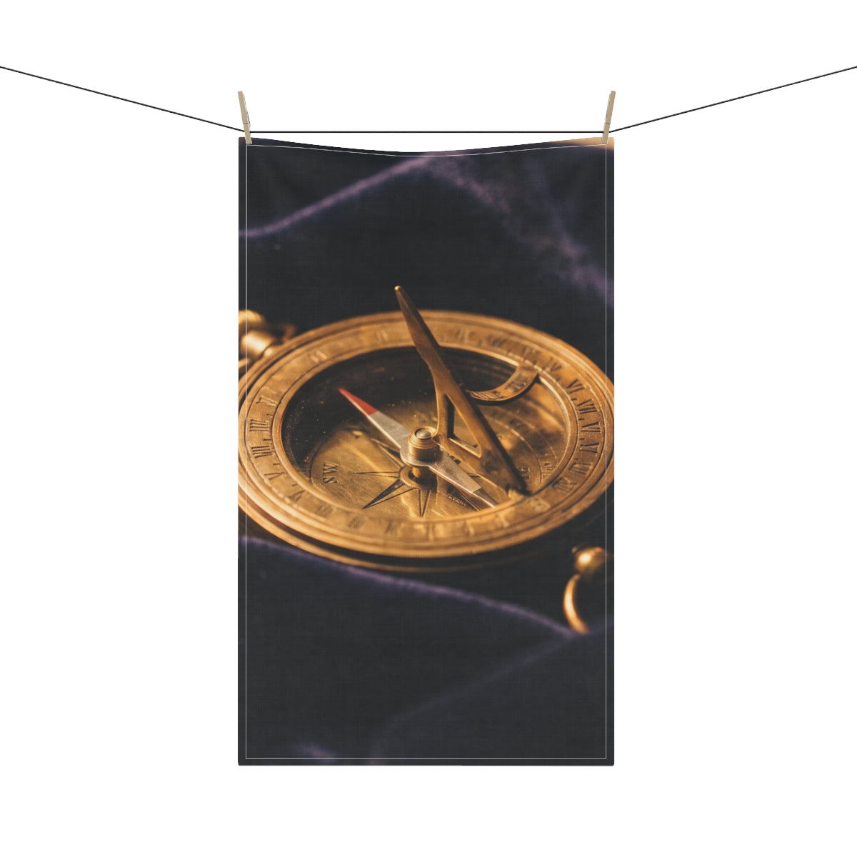 Vintage Brass Sundial Compass Tea Towels