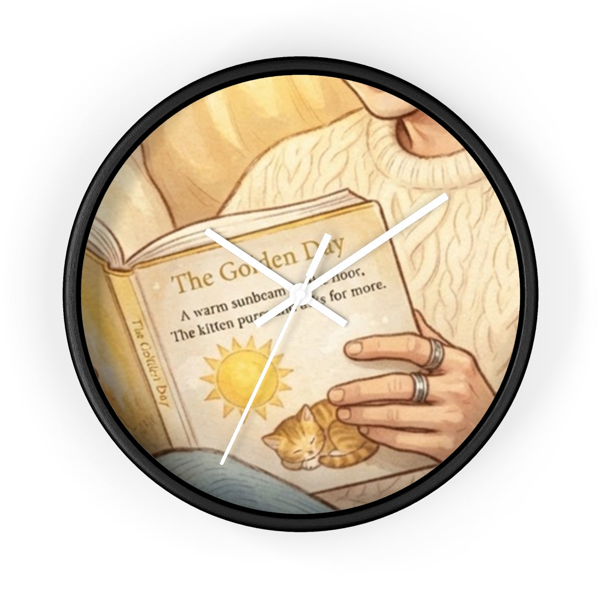 Wall Clock - Golden Storytime Serenity | Echovira Gallery
