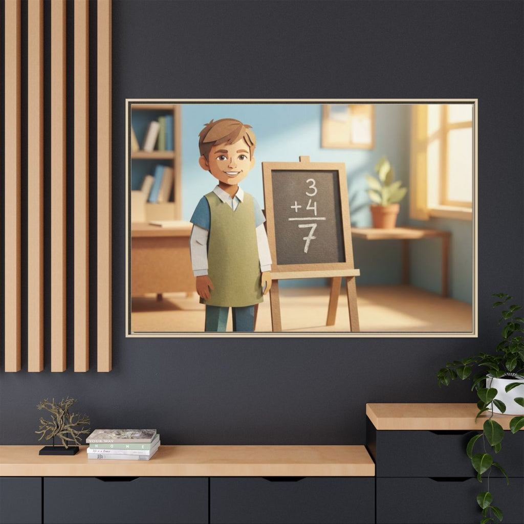 Matte Canvas Framed - Classroom Math Paper Art — Natural /...