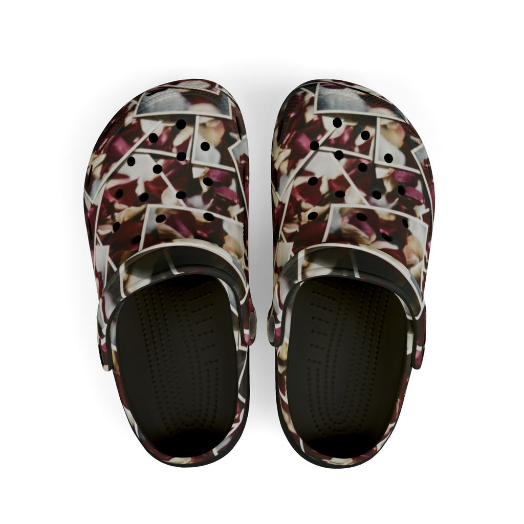 Kids' Foam Clogs with Burgundy Rose Petals
