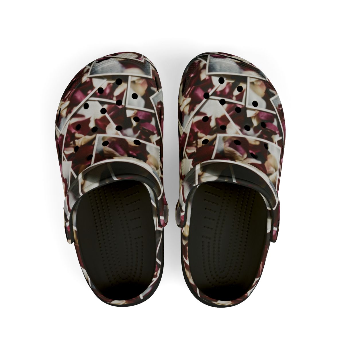 Kids' Foam Clogs with Burgundy Rose Petals