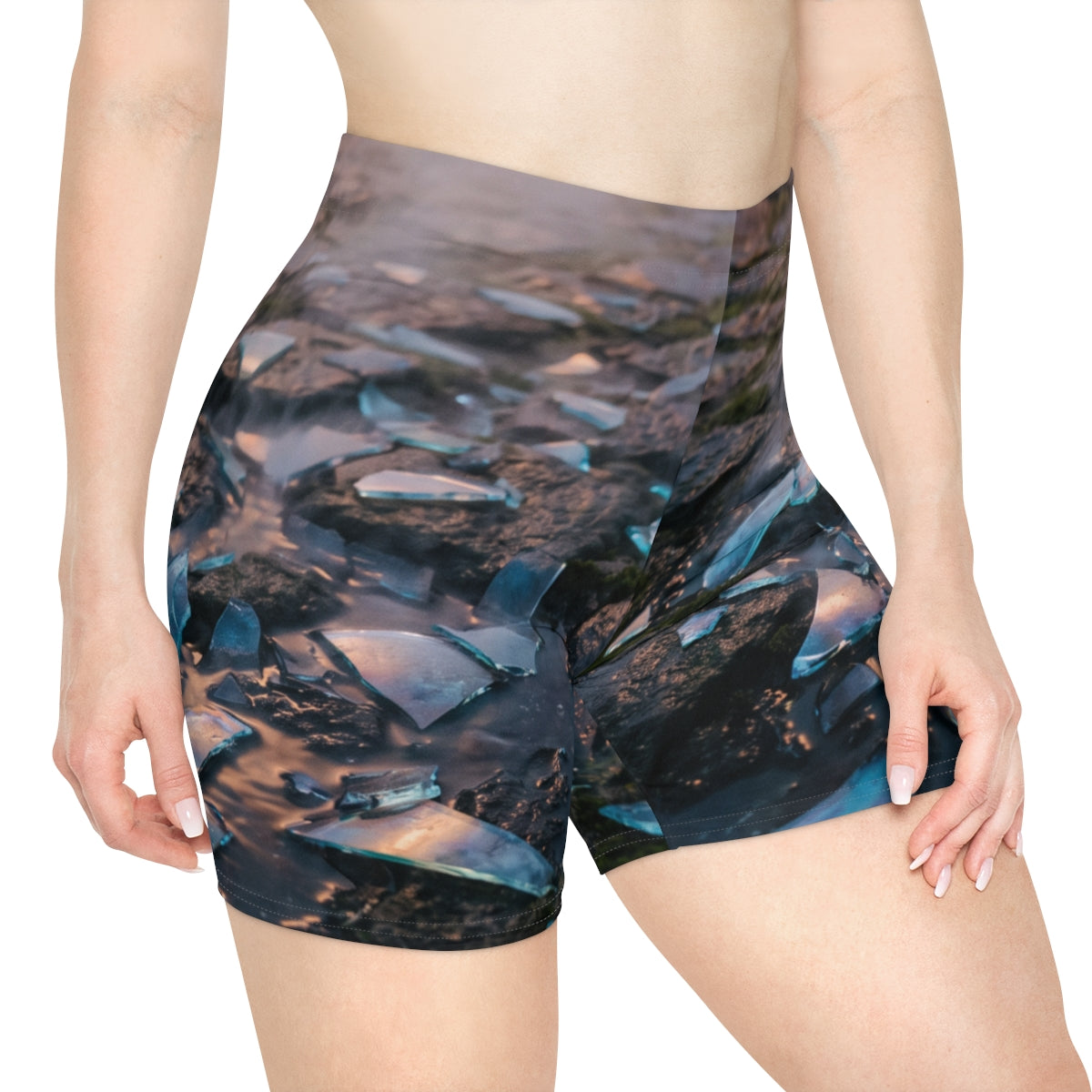 Women's Biker Shorts - Shattered Dawn | Echovira Gallery