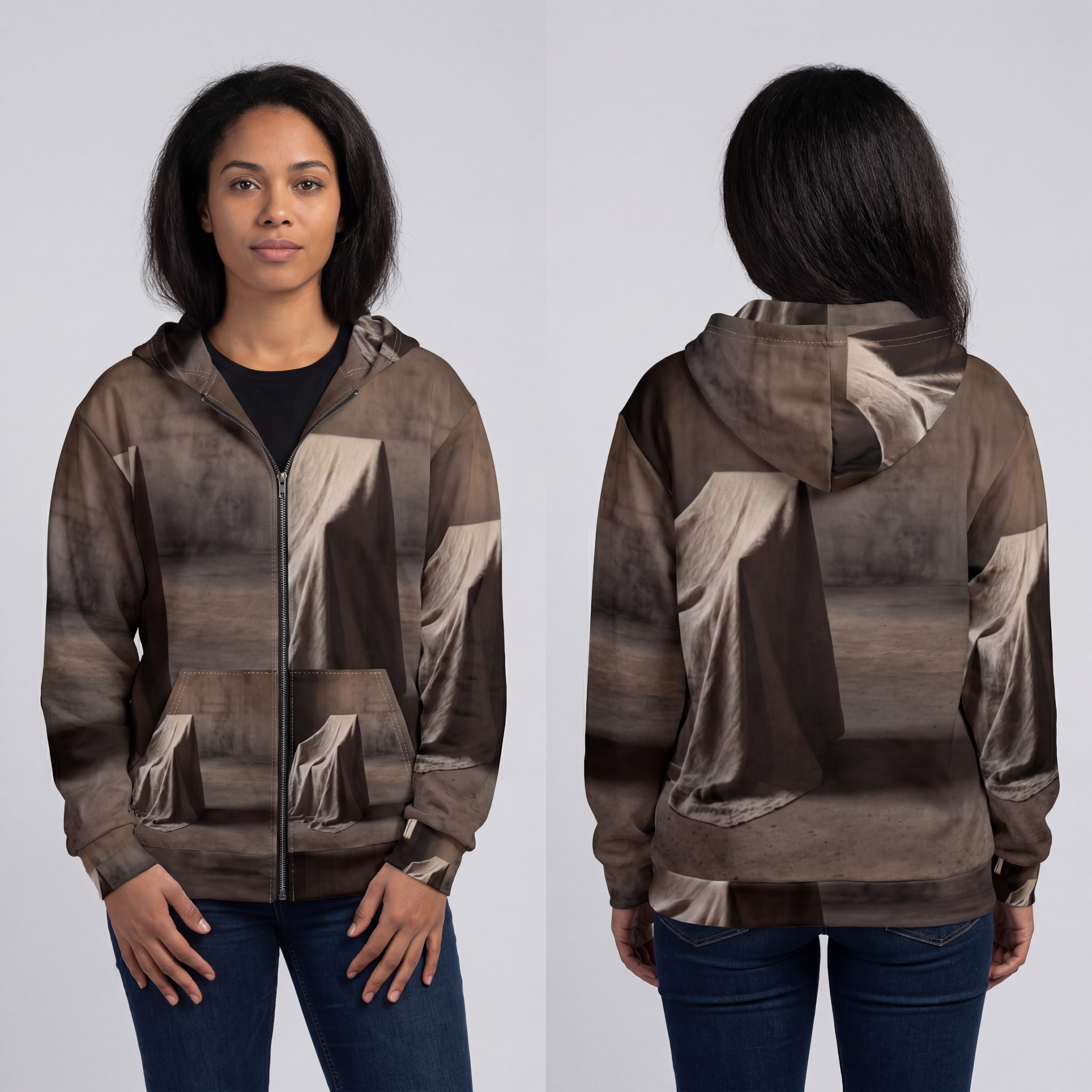 Unisex Kapuzenjacke mit Reißverschluss – Raw Aesthetic