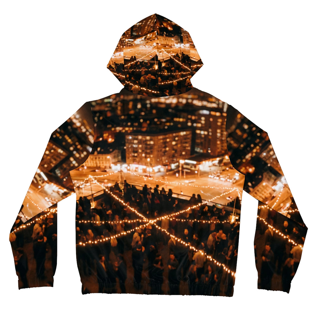 Women's Full-Zip Hoodie - Cozy Rooftop Skyline | Echovira...