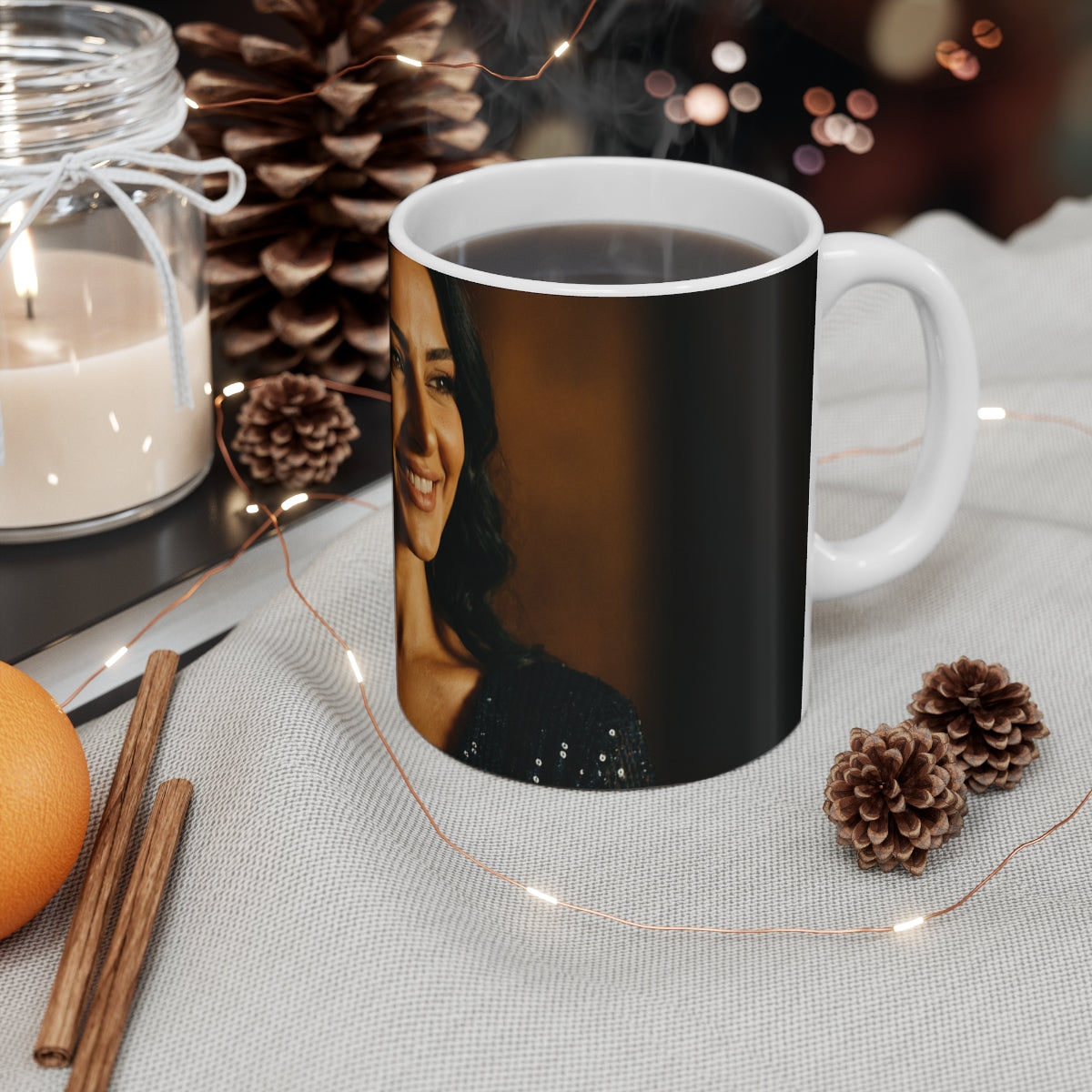 11oz White Mug - Golden Glamour Glow