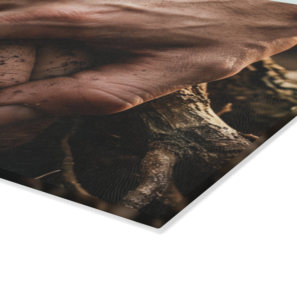 Glass Cutting Board with Forest Roots Art