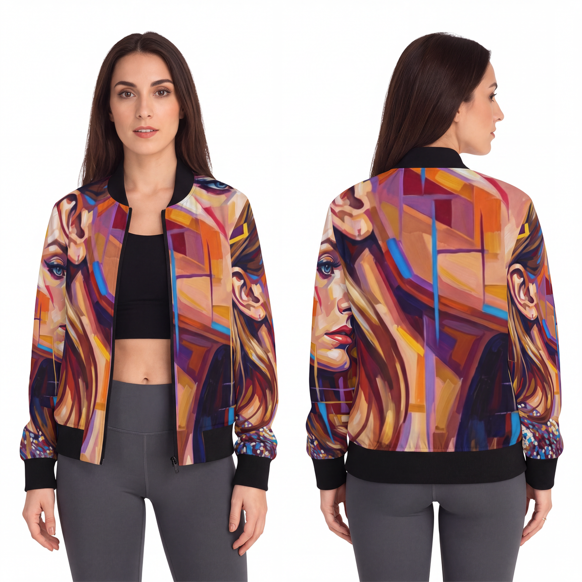Women's Bomber Jacket - Shattered Elegance | Echovira...