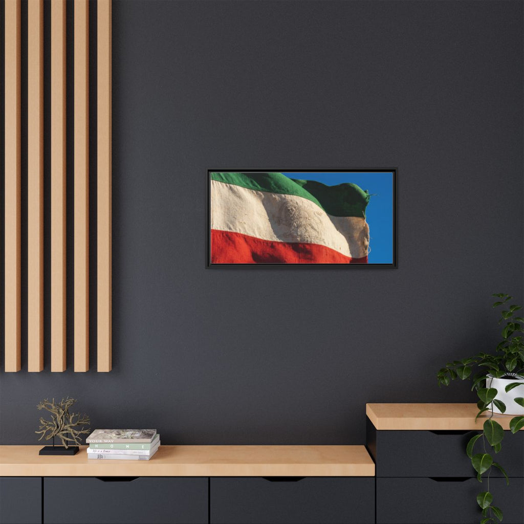 Framed Canvas Art - Distressed Flag — Black / 1.25"