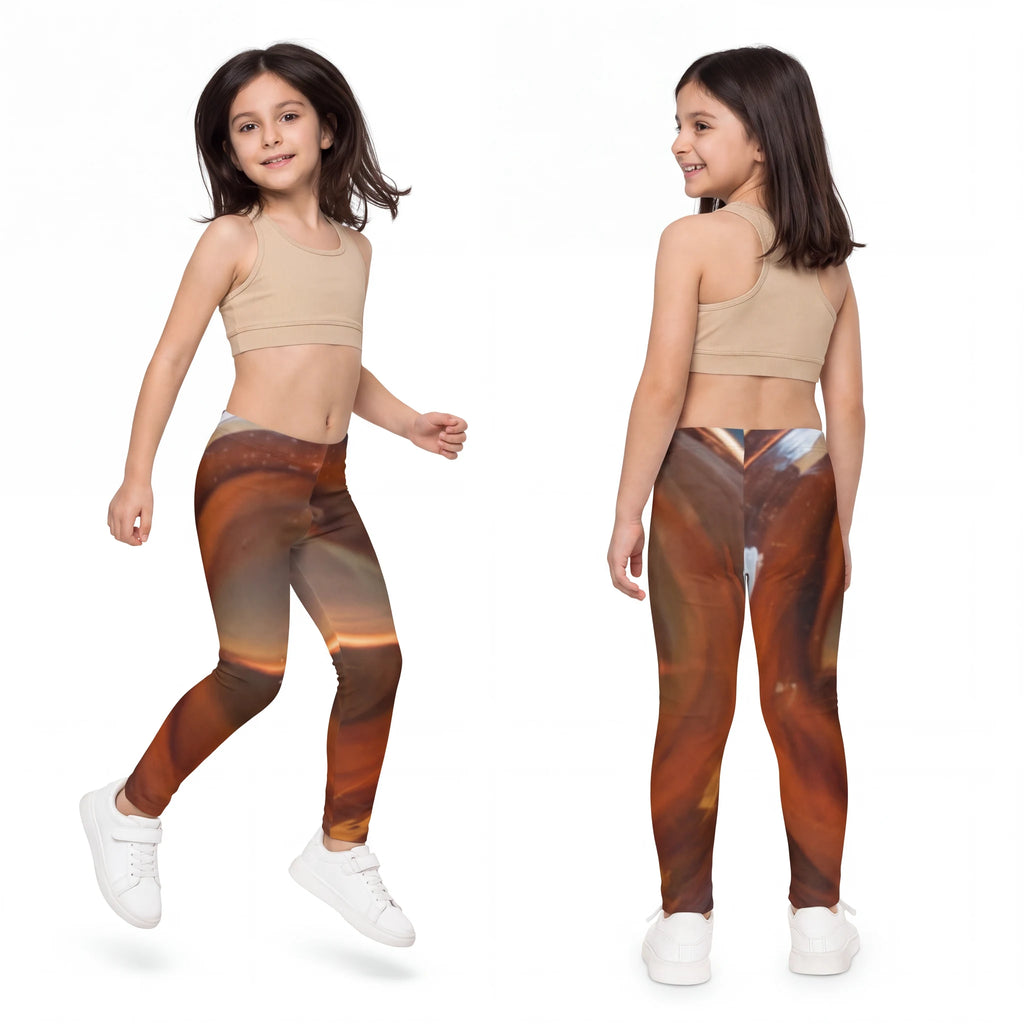 Kids Leggings with Amber Glow Sphere Art
