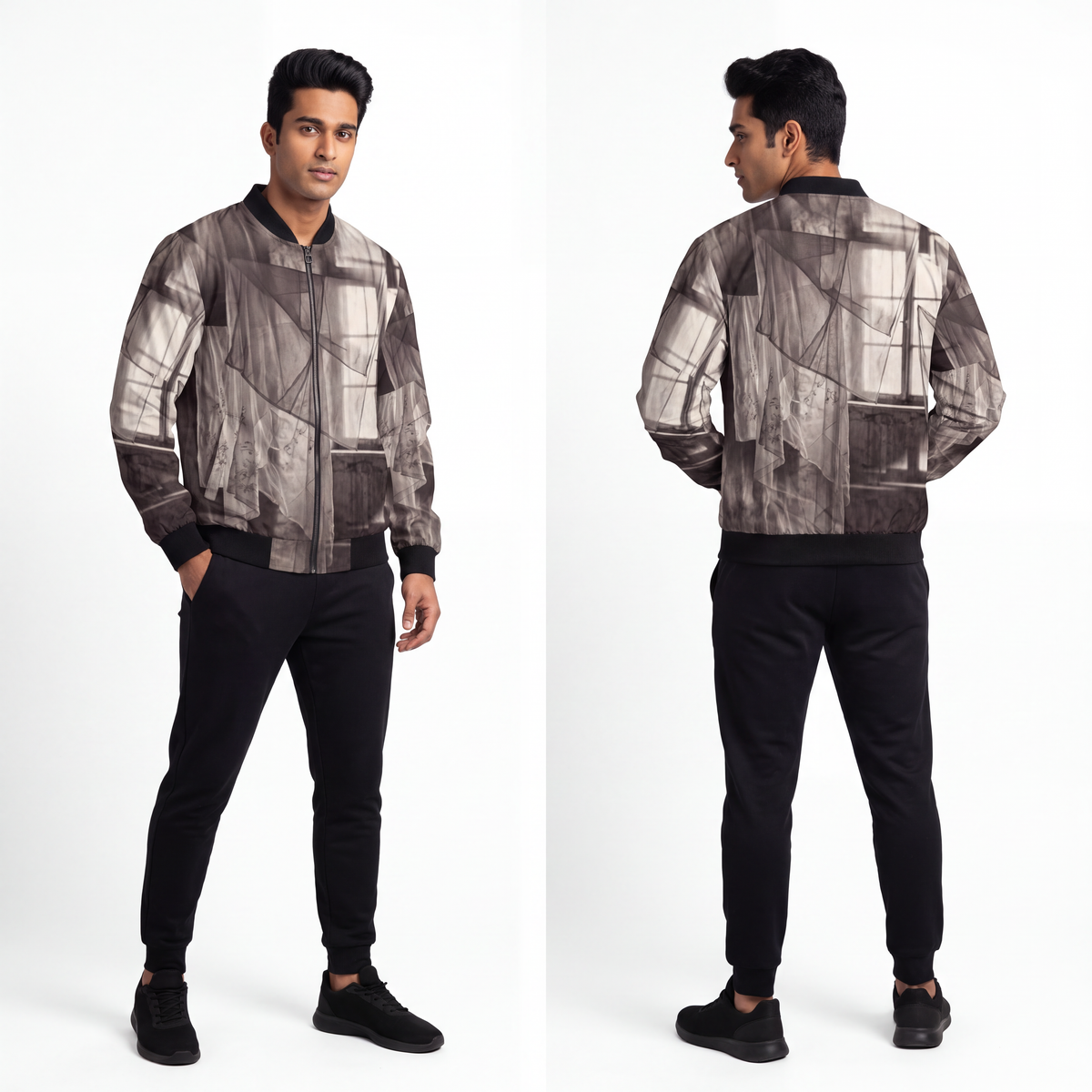 Men's Bomber Jacket - Spectral Veils | Echovira Gallery