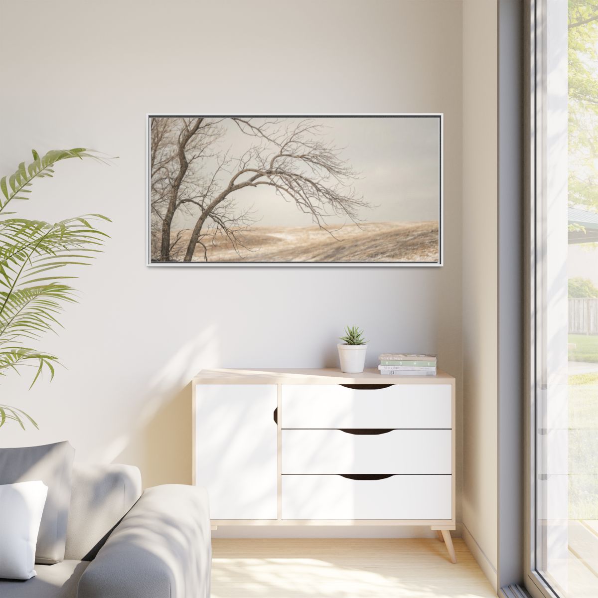 Matte Canvas, Framed - Winter Branch Solitude Landscape —......