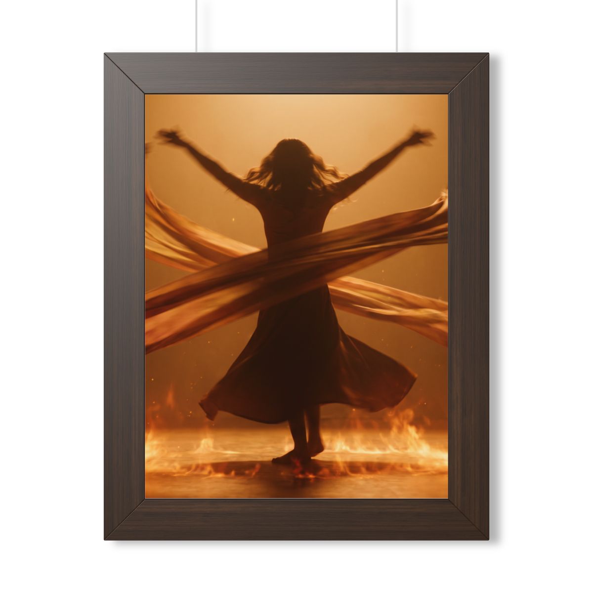 Framed Vertical Poster - Fire Dance Ascent — Walnut (11×14...
