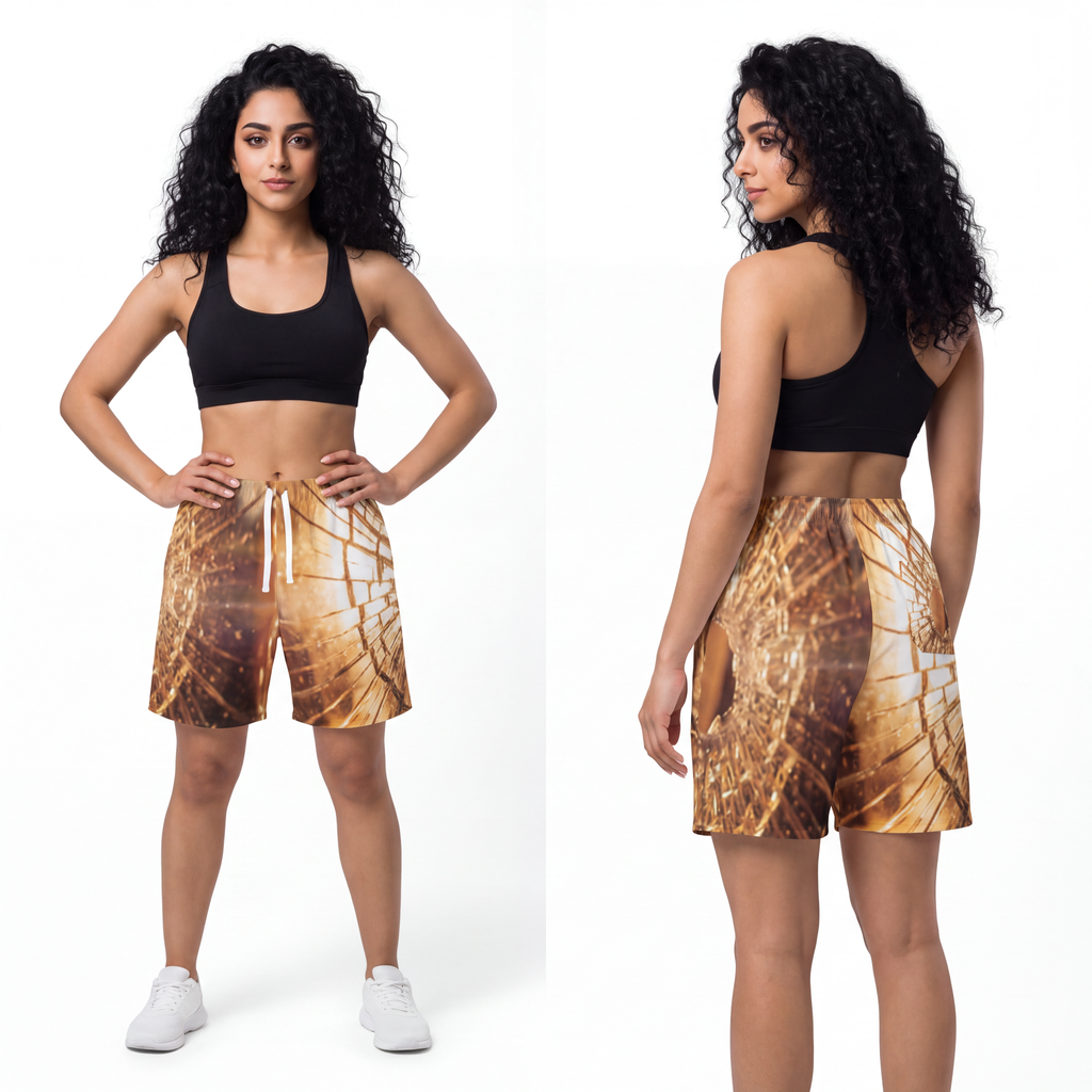Athletic Long Shorts - Fractured Amber Glow | Echovira...