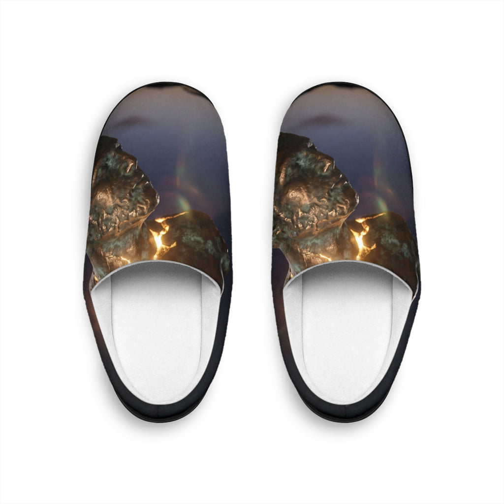 Women's Indoor Slippers with Bronze Sculpture Art