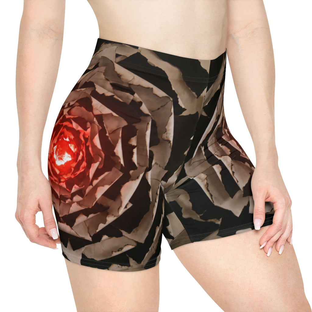 Women's Biker Shorts - Paper Bloom Rift | Echovira Gallery