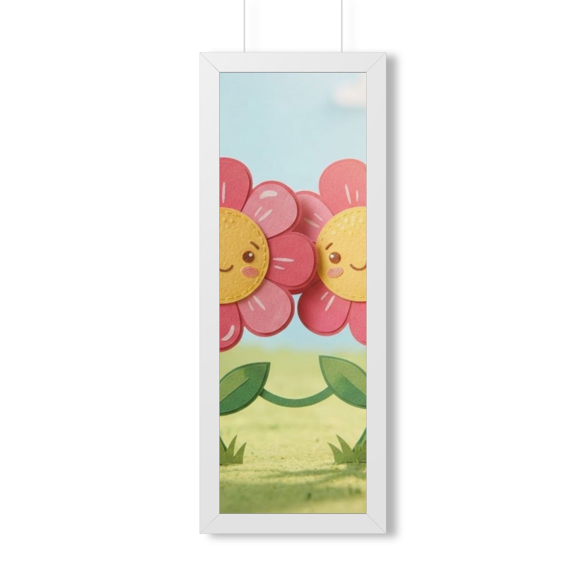 Framed Vertical Poster - Blooming Friends Papercraft Floral...