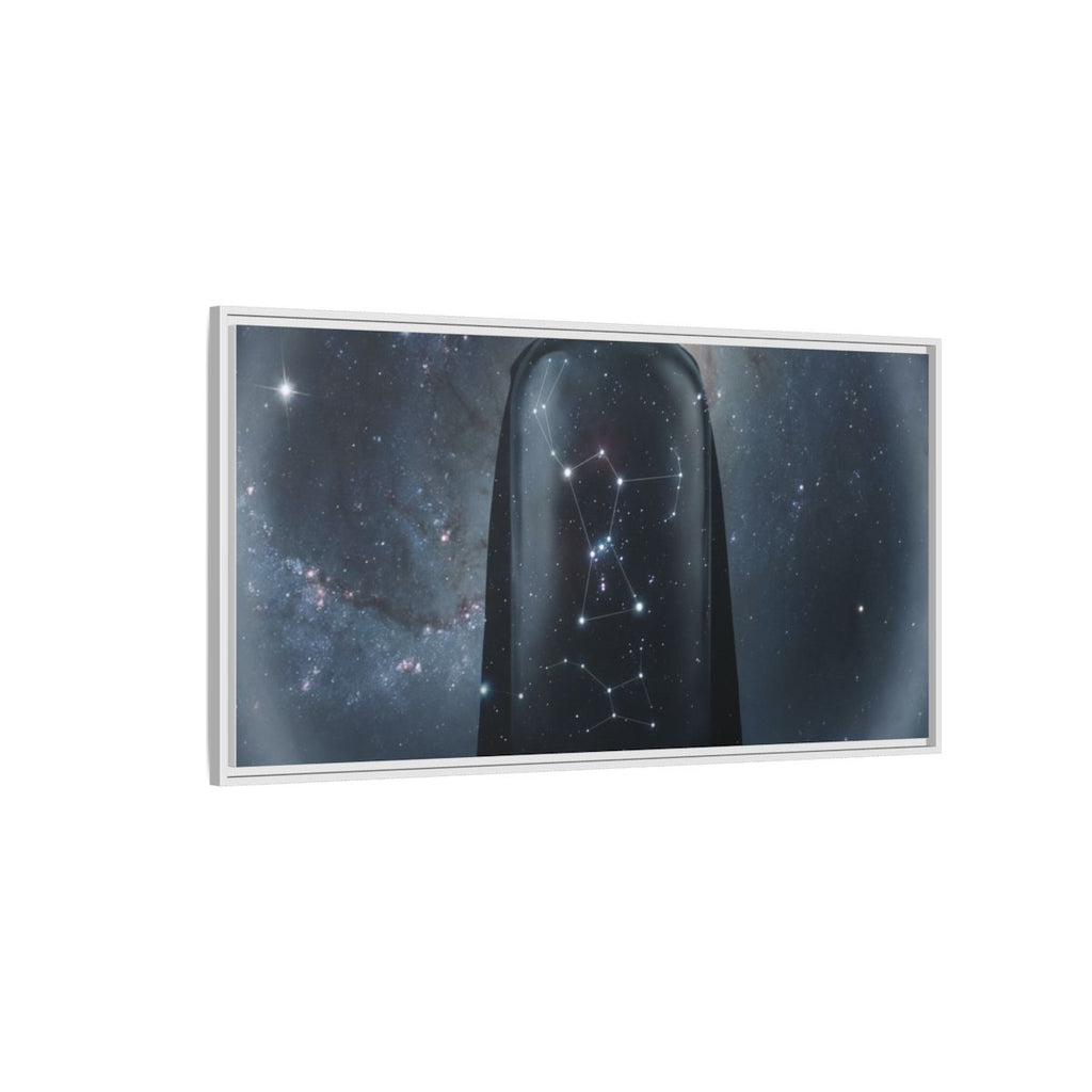 Framed Matte Canvas - Cosmic Sentinel — White / 1.25" (10×8, 12×9, 14×11, 16×12, 20×10, 18×12, 20×16, 24×16, 24×18, 36×12, 24×20, 32×16, 30×20, 30×24, 32×24, 48×16, 36×24, 48×24, 40×30, 60×20, 48×32, 60×30 & 60×40)