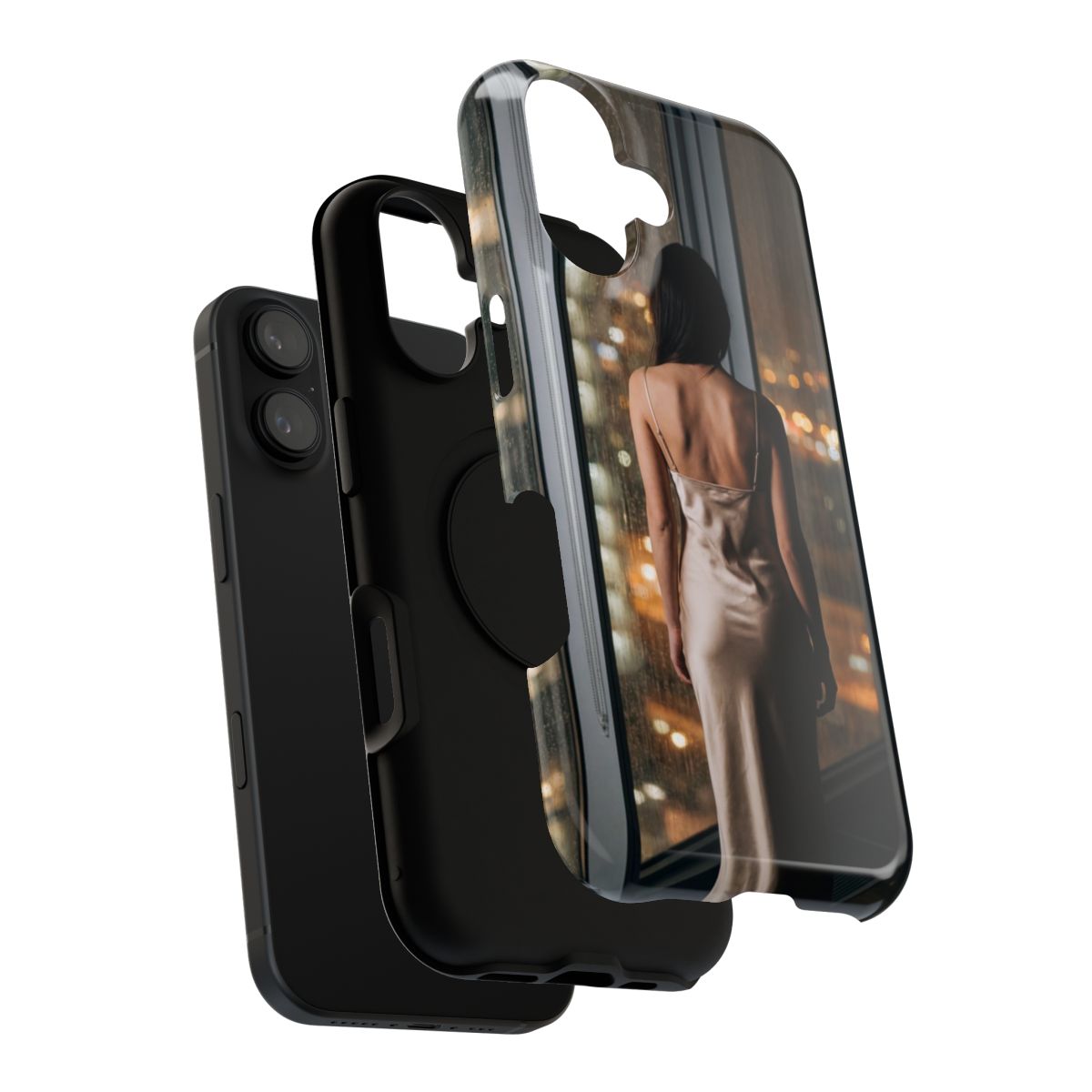 Impact-Resistant Apple iPhone Cases - Rainy City Lights Silk Gown | iPhone 17 Pro Max, 17 Pro, 17 Air & More
