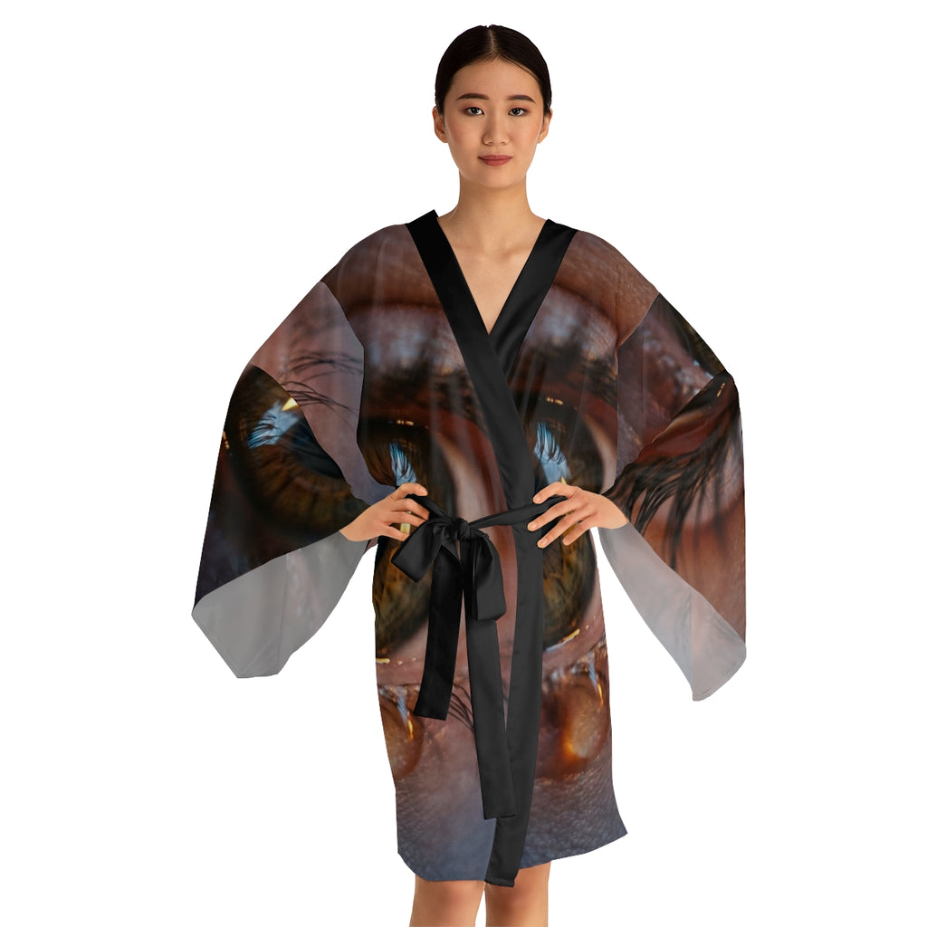 Long Sleeve Kimono Robe - Amber Iris Reflection Fine Art......