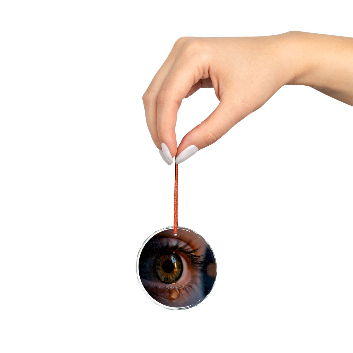 Crystal Glass Ornament - Golden Reflection Eye Art Print |...