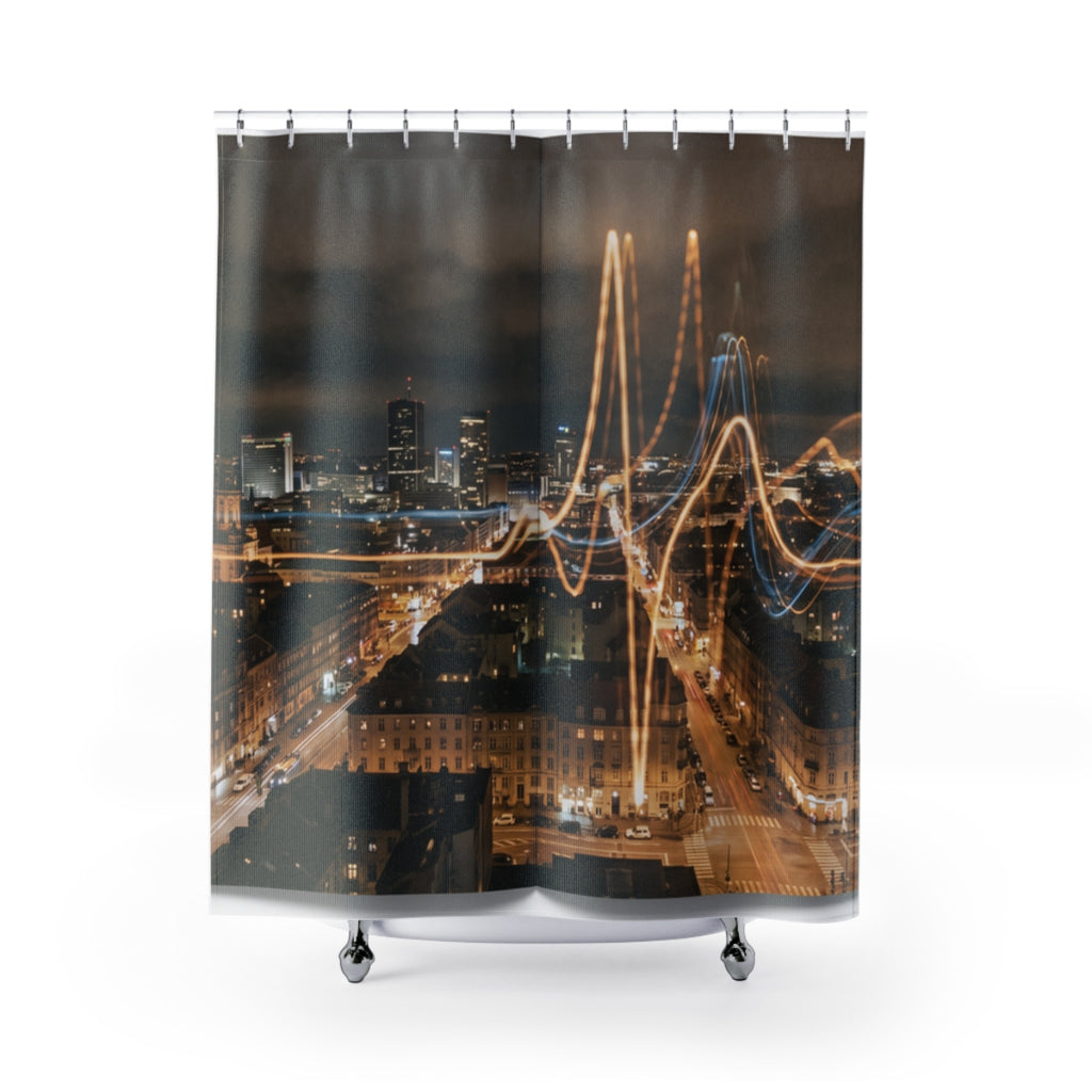 Shower Curtain - Urban Pulse City View | Echovira Gallery