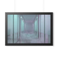 Framed Horizontal Poster - Liminal Corridor Fog Art Print —...