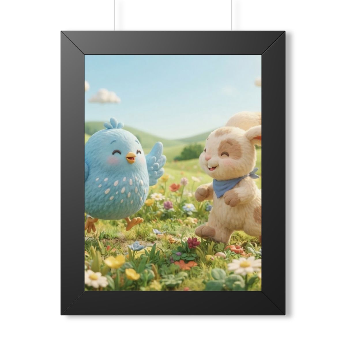 Framed Vertical Poster - Meadow Friends View — Black (11×14...