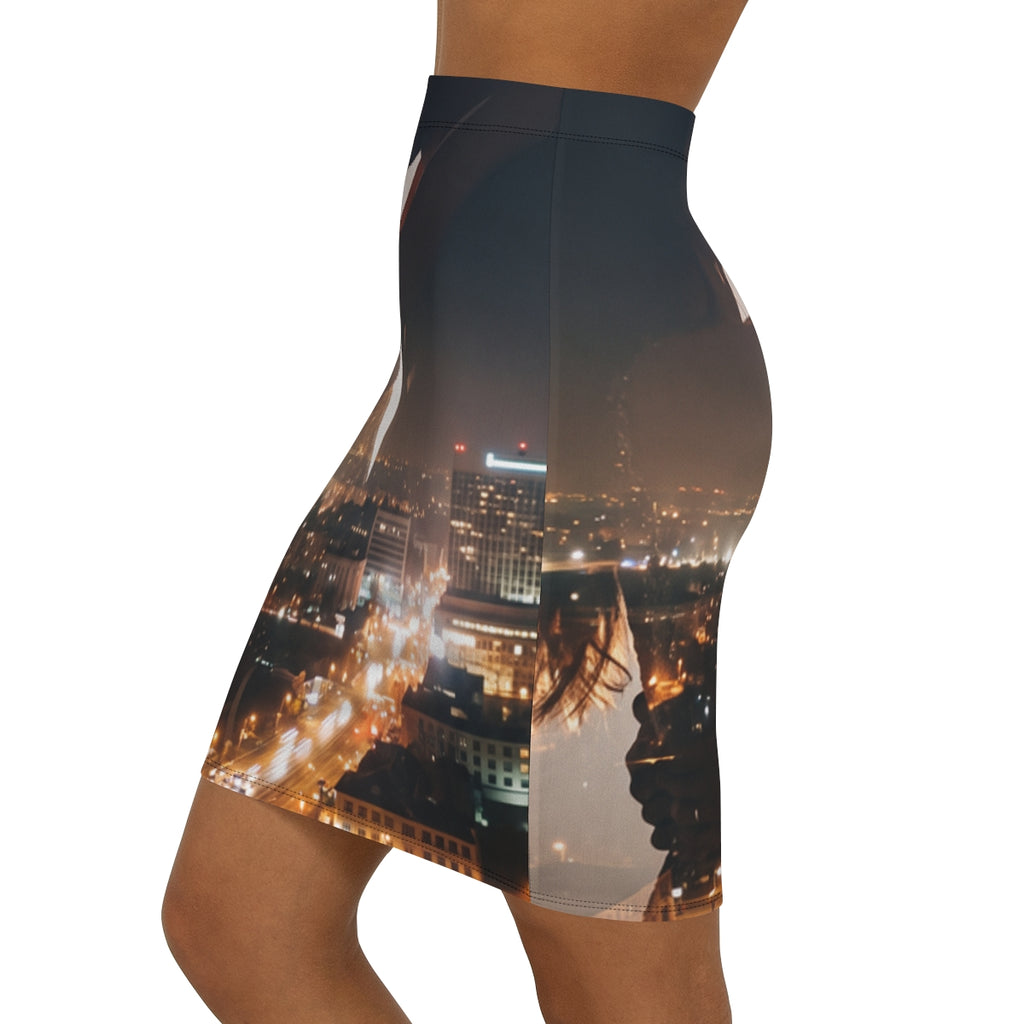 Women's Mid-Waist Pencil Skirt - Midnight City Silhouette |...