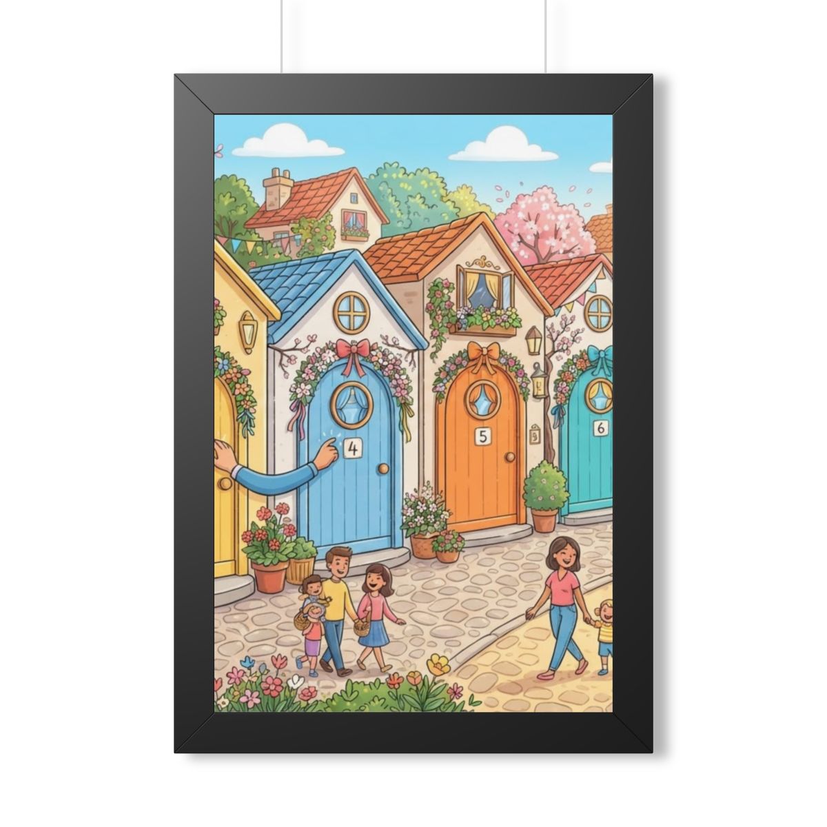 Framed Vertical Poster - Storybook Lane Gateway — Black... |...