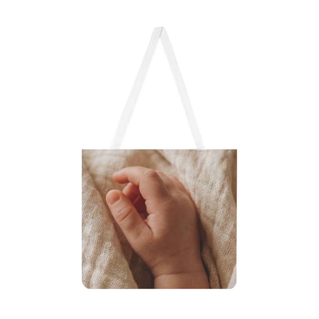 Shoulder Tote Bag - Tender Newborn Hand in Soft Muslin... |...