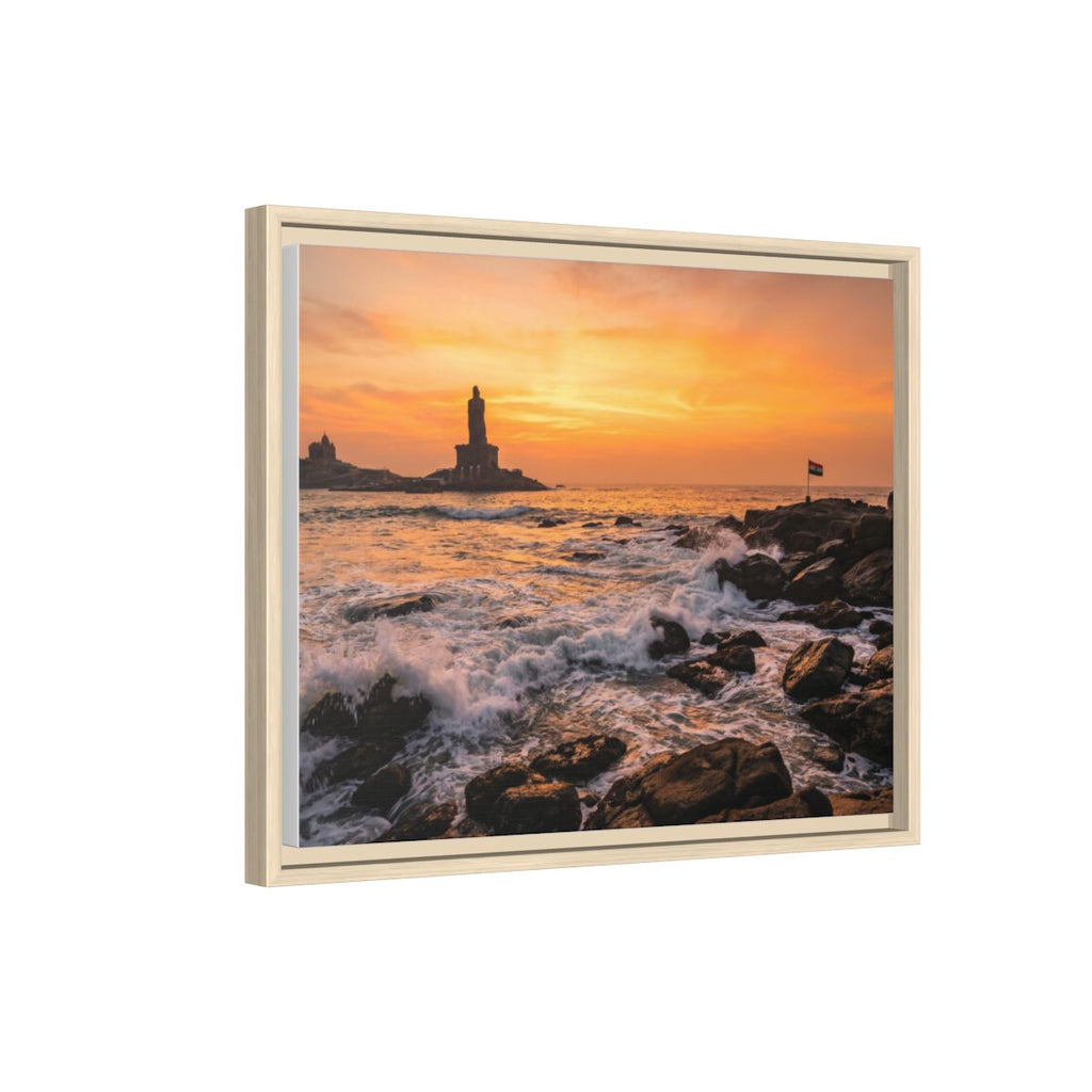 Framed Canvas - Golden Coast Dawn — Natural / 1.25"