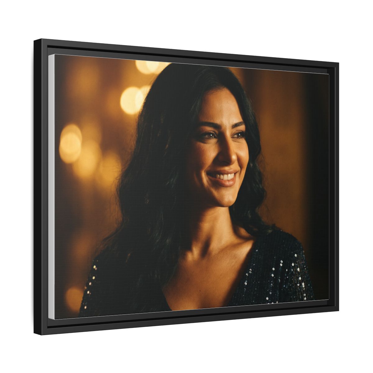 Framed Canvas Art - Golden Glamour — Black / 1.25"
